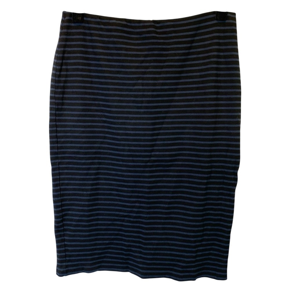 Sanctuary Women's Pencil Skirt Medium Blue and Black Striped Knit Tube Skirt
